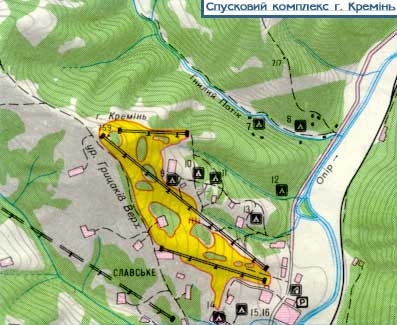 topographical view of the slopes on Mt. Kremin