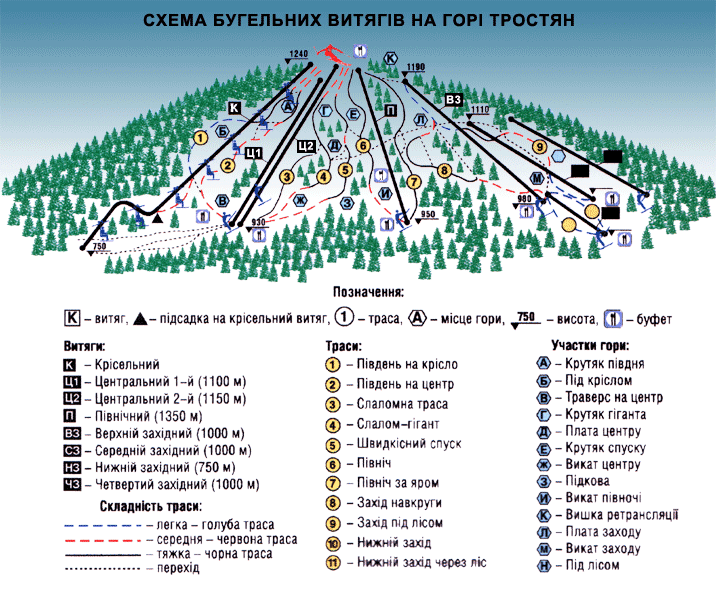 map of Trostian ski runs