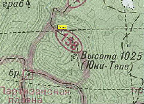 карта Юки-Тепе (высота 1025)